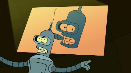 Bender beside (and on) Fry's ass