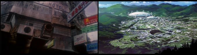 Left: The setting of the first film. Right: The setting of the series