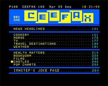 Ceefax, on April 5th September.